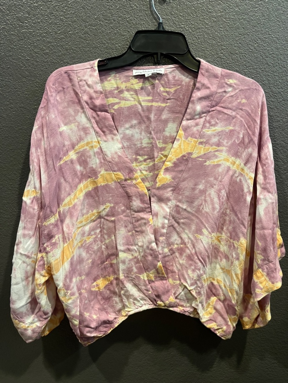 Young Fabulous & Broke Pink and Yellow Tie-Dye V-Neck Top